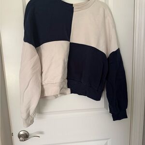 Abercrombie & Fitch Navy and Cream Colorblock Sweatshirt